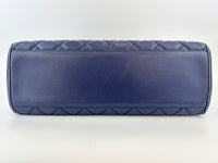 Navy Blue Quilted Lambskin Leather Misia Camera Flap Bag - Glampot