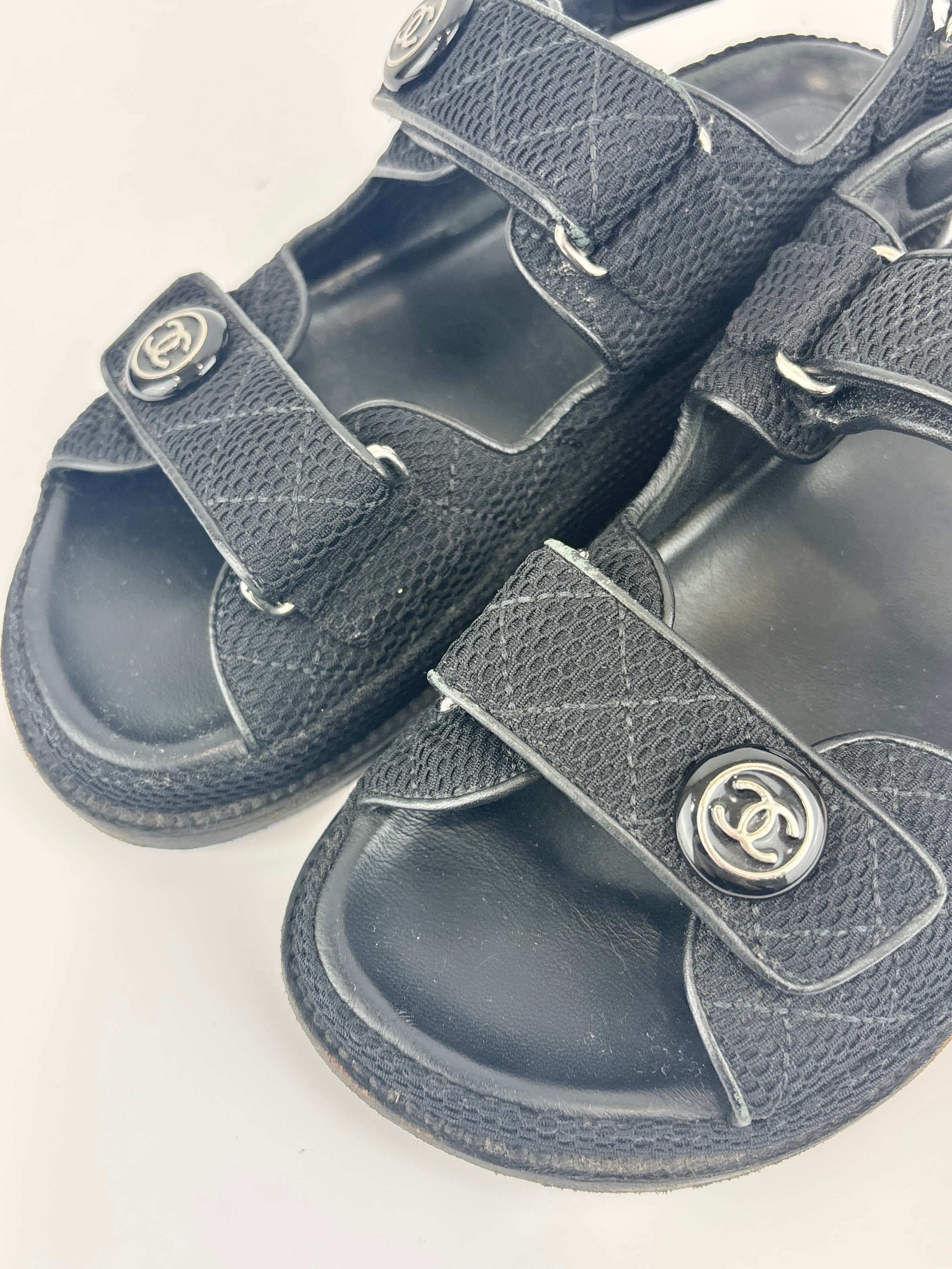 21C Dad Sandals in Black Fabric - Size 39