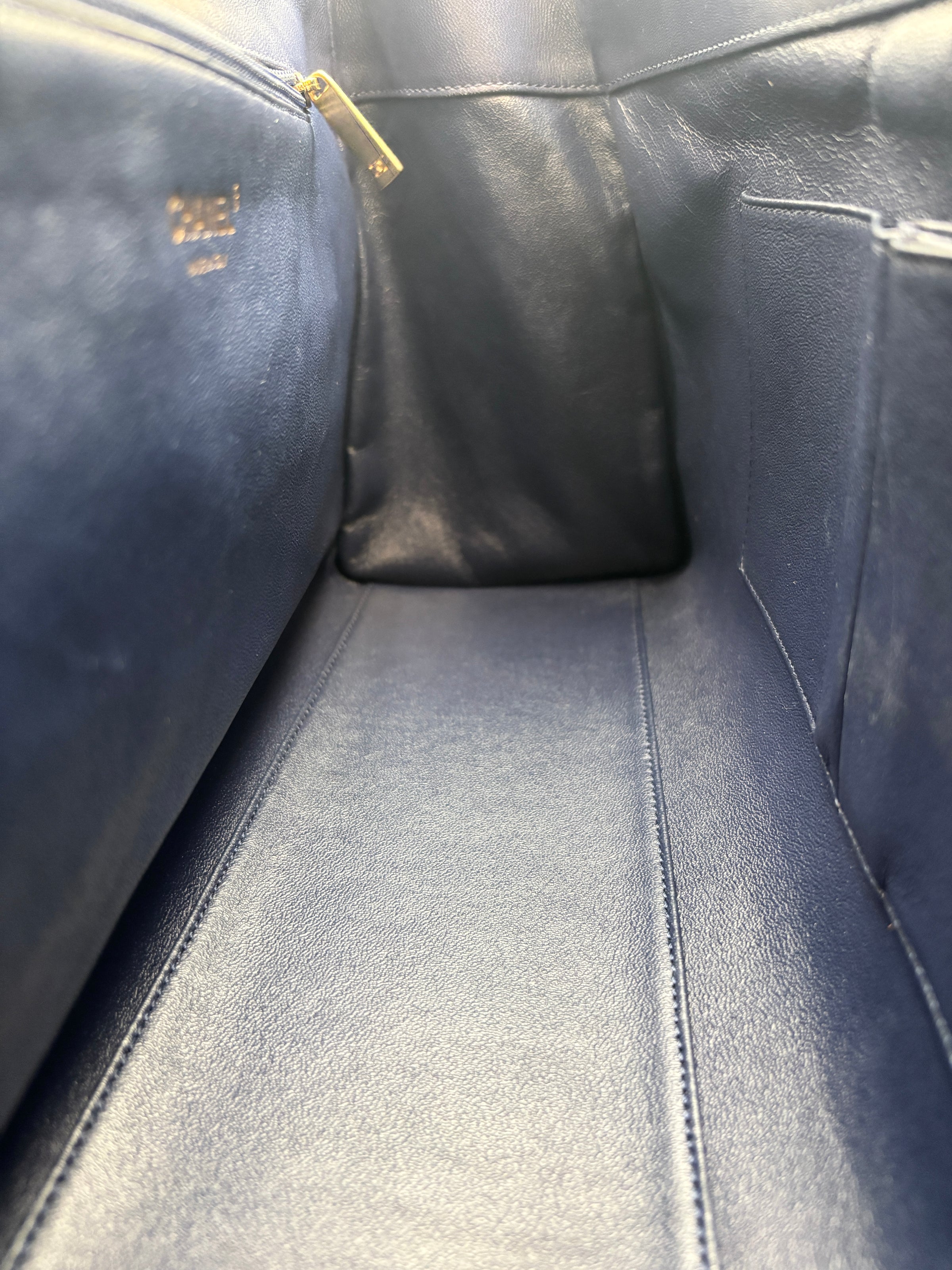 Navy Blue Quilted Lambskin Leather Misia Camera Flap Bag - Glampot