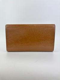 Patent Leather Large Belle Du Jour Clutch in Toffee Brown