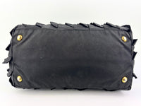 BN1728 Tessuto Nylon Ruffle Small Tote Bag in Black