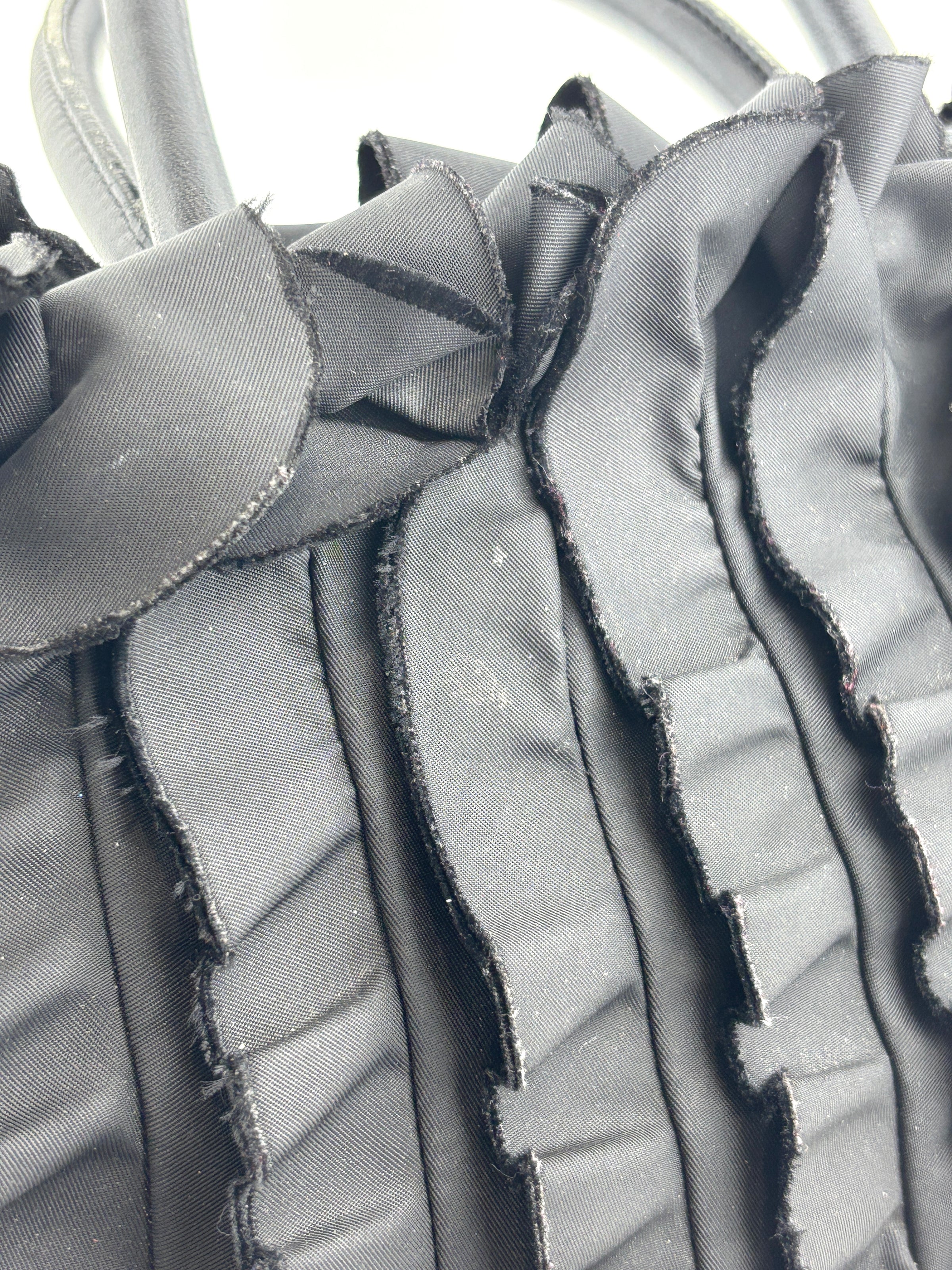 BN1728 Tessuto Nylon Ruffle Small Tote Bag in Black