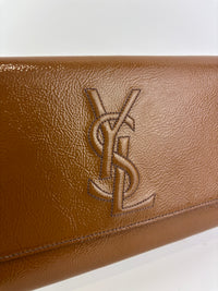 Patent Leather Large Belle Du Jour Clutch in Toffee Brown