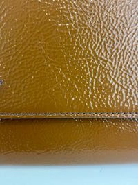 Patent Leather Large Belle Du Jour Clutch in Toffee Brown
