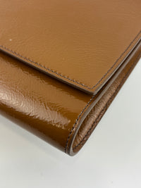 Patent Leather Large Belle Du Jour Clutch in Toffee Brown