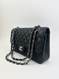 Medium Classic Double Flap Black Caviar SHW