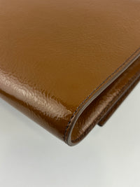 Patent Leather Large Belle Du Jour Clutch in Toffee Brown