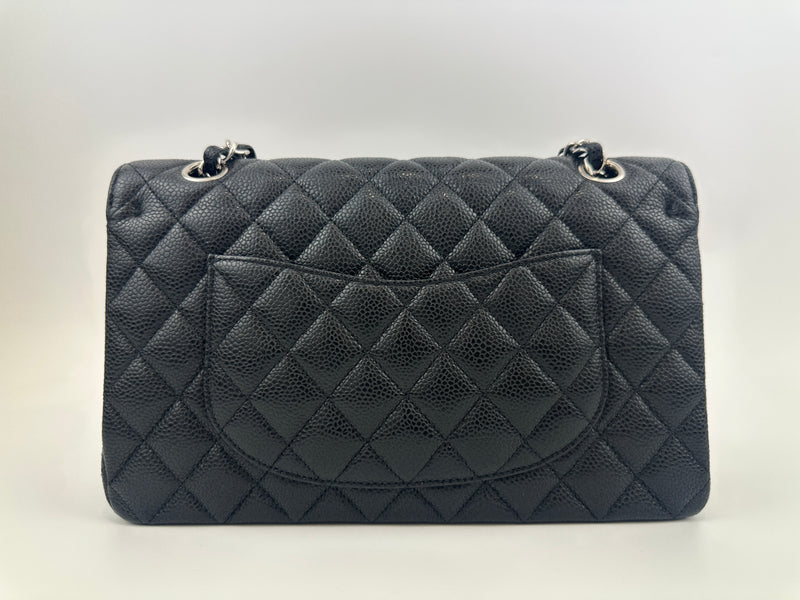 Medium Classic Double Flap Black Caviar SHW