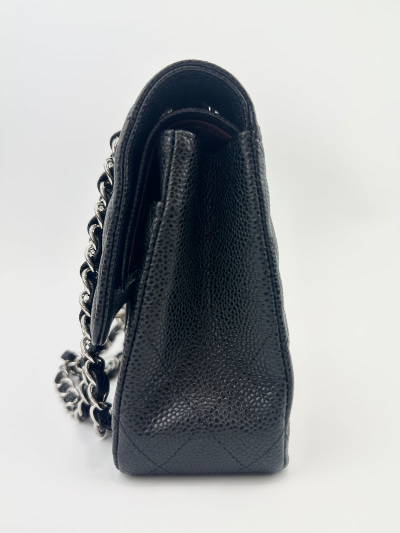 Medium Classic Double Flap Black Caviar SHW