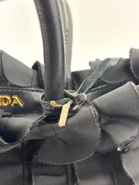 BN1728 Tessuto Nylon Ruffle Small Tote Bag in Black