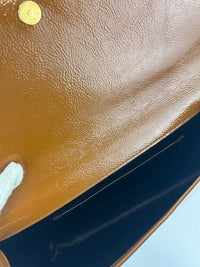 Patent Leather Large Belle Du Jour Clutch in Toffee Brown