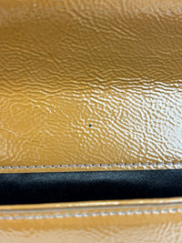 Patent Leather Large Belle Du Jour Clutch in Toffee Brown