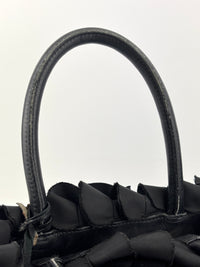 BN1728 Tessuto Nylon Ruffle Small Tote Bag in Black