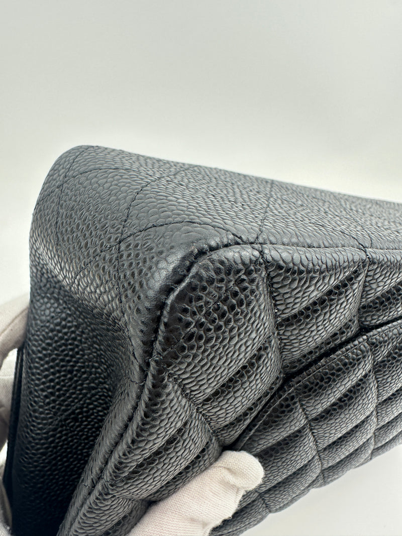 Medium Classic Double Flap Black Caviar SHW