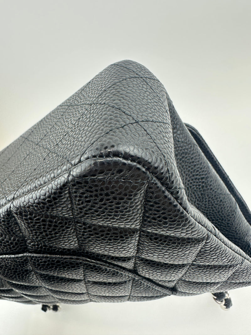 Medium Classic Double Flap Black Caviar SHW