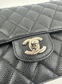 Medium Classic Double Flap Black Caviar SHW