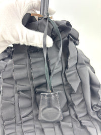 BN1728 Tessuto Nylon Ruffle Small Tote Bag in Black