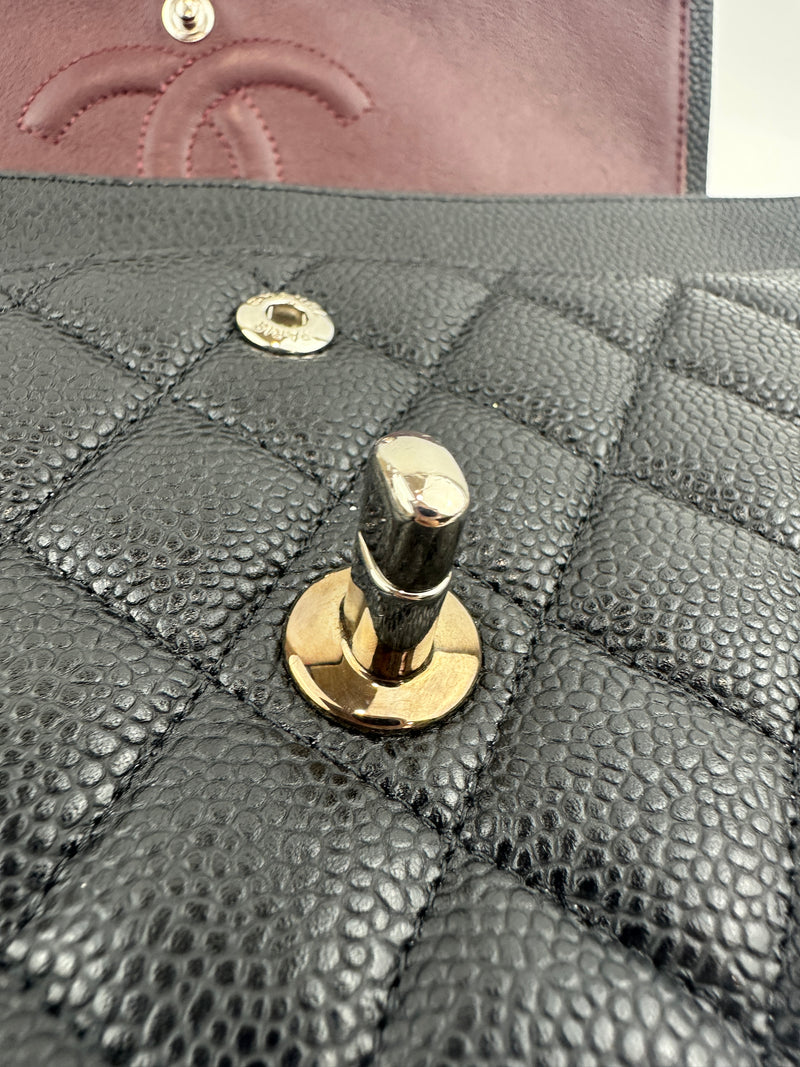 Medium Classic Double Flap Black Caviar SHW