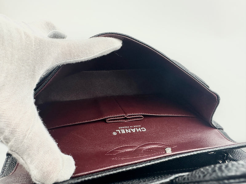 Medium Classic Double Flap Black Caviar SHW