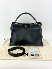 Fendi Peekaboo Soft Medium Black Leather Bag