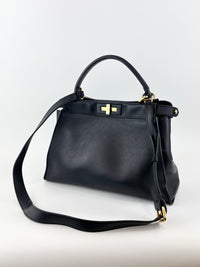Fendi Peekaboo Soft Medium Black Leather Bag