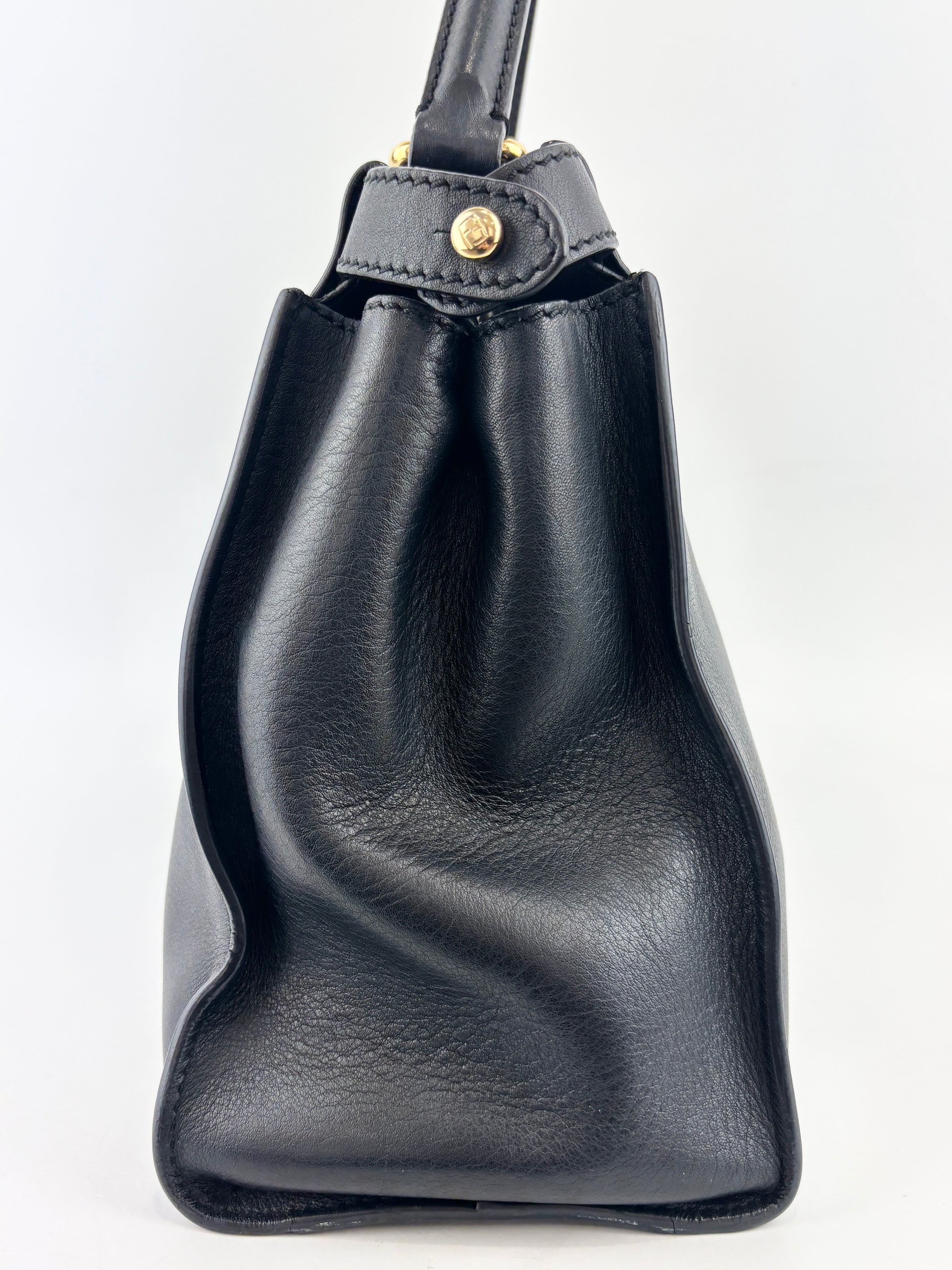 Fendi Peekaboo Soft Medium Black Leather Bag