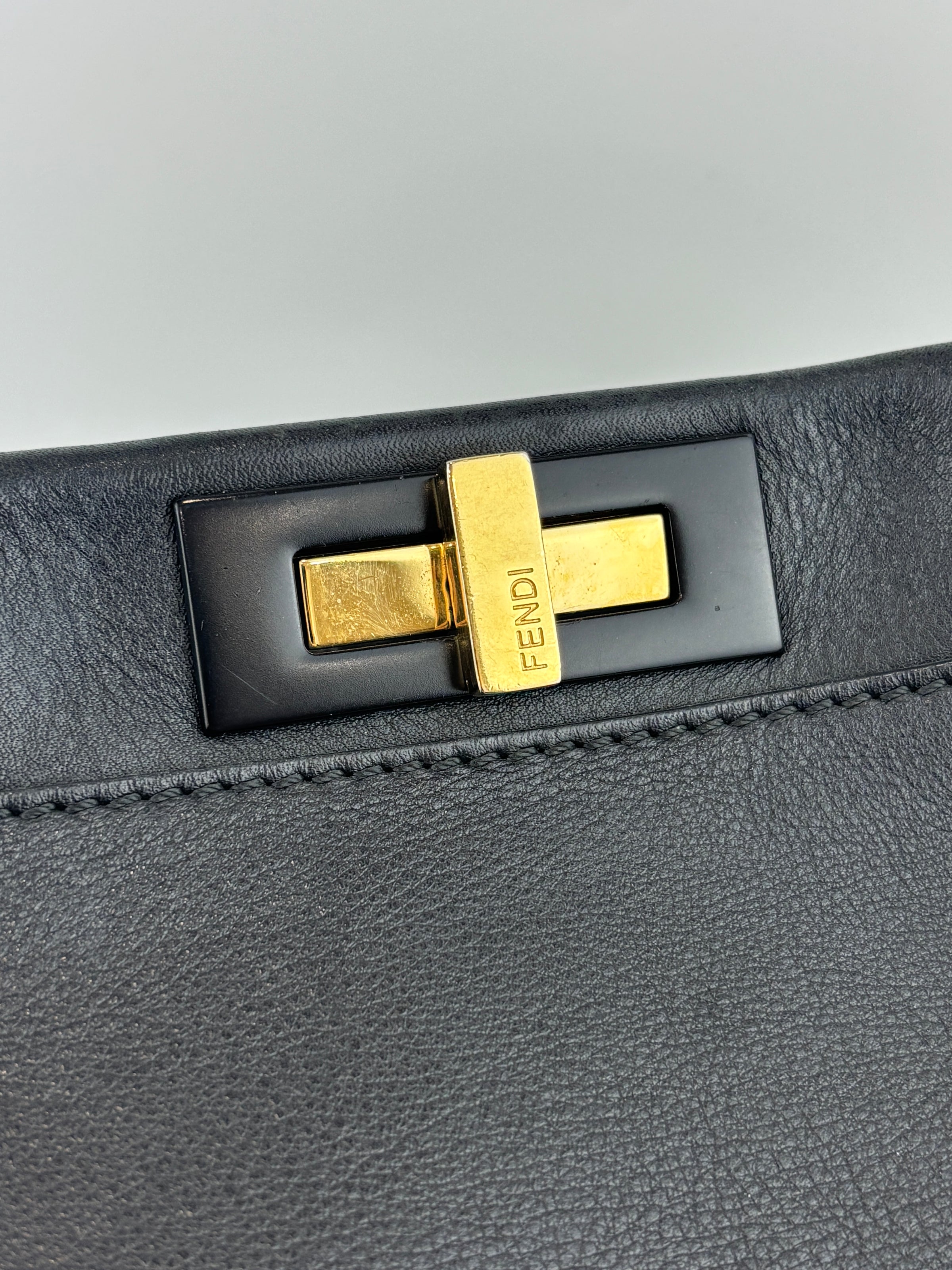 Fendi Peekaboo Soft Medium Black Leather Bag
