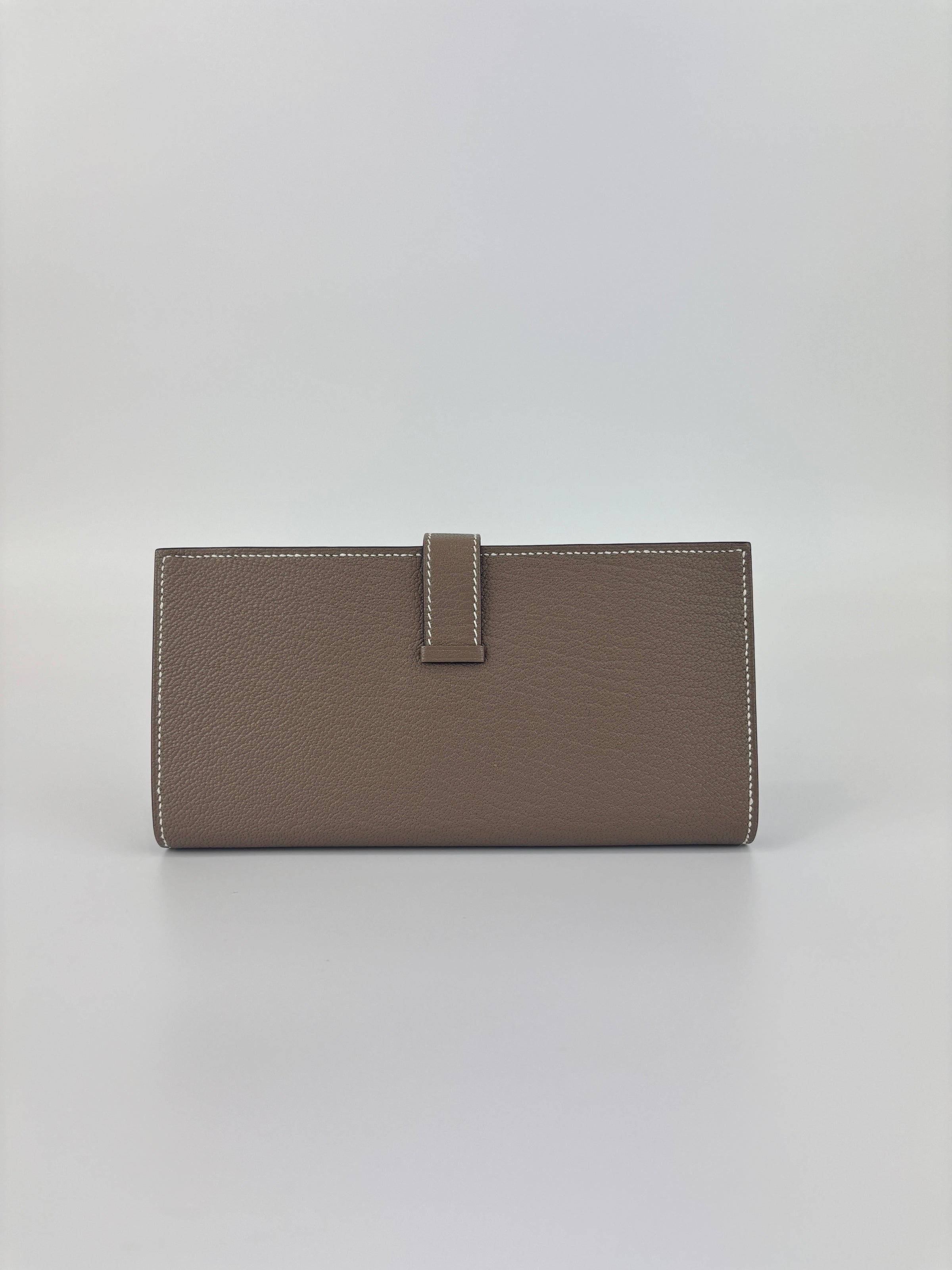 Béarn Soufflet Long Wallet Chèvre Mysore Etoupe GHW