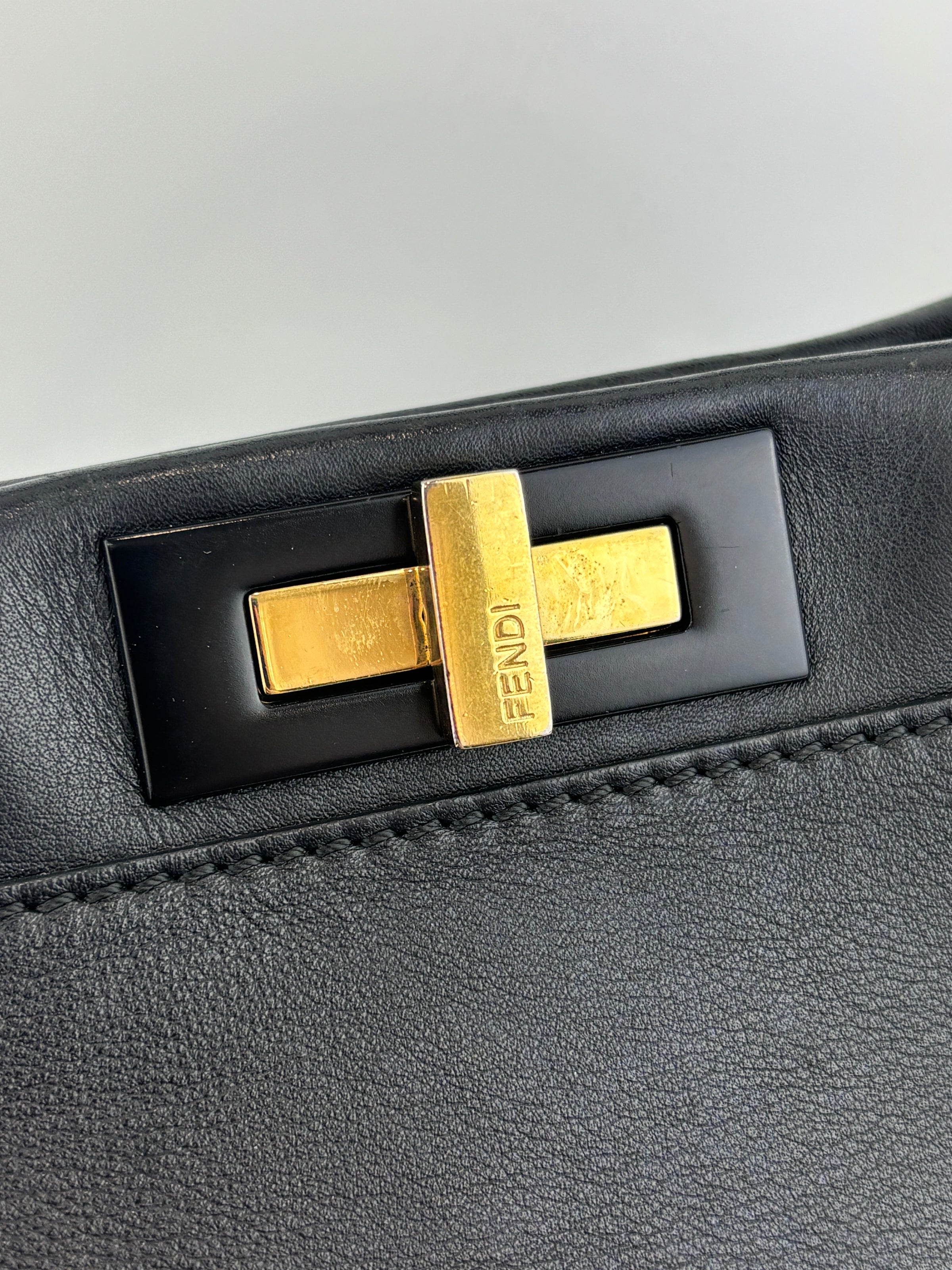 Fendi Peekaboo Soft Medium Black Leather Bag