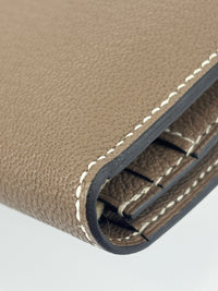 Béarn Soufflet Long Wallet Chèvre Mysore Etoupe GHW