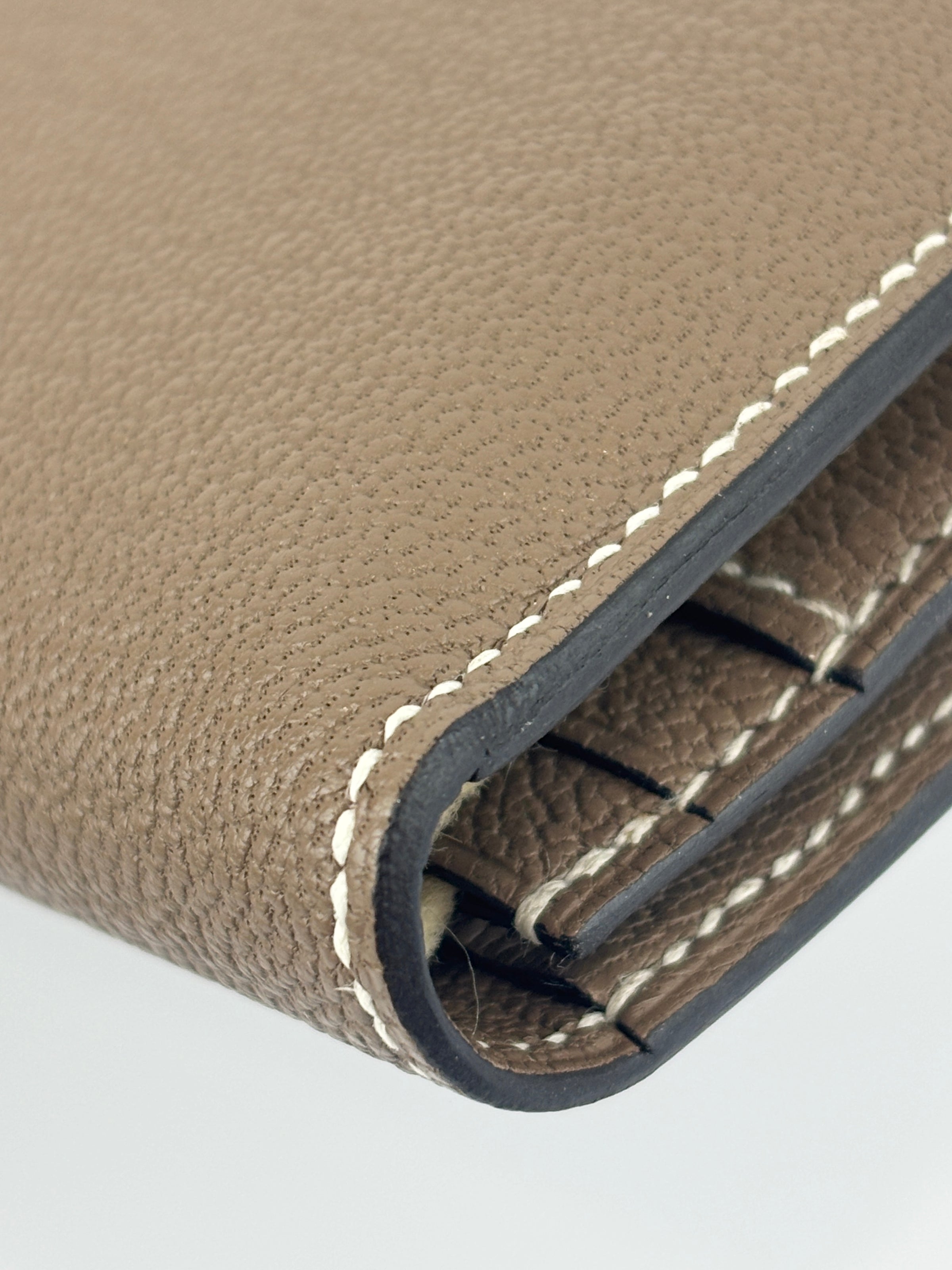 Béarn Soufflet Long Wallet Chèvre Mysore Etoupe GHW