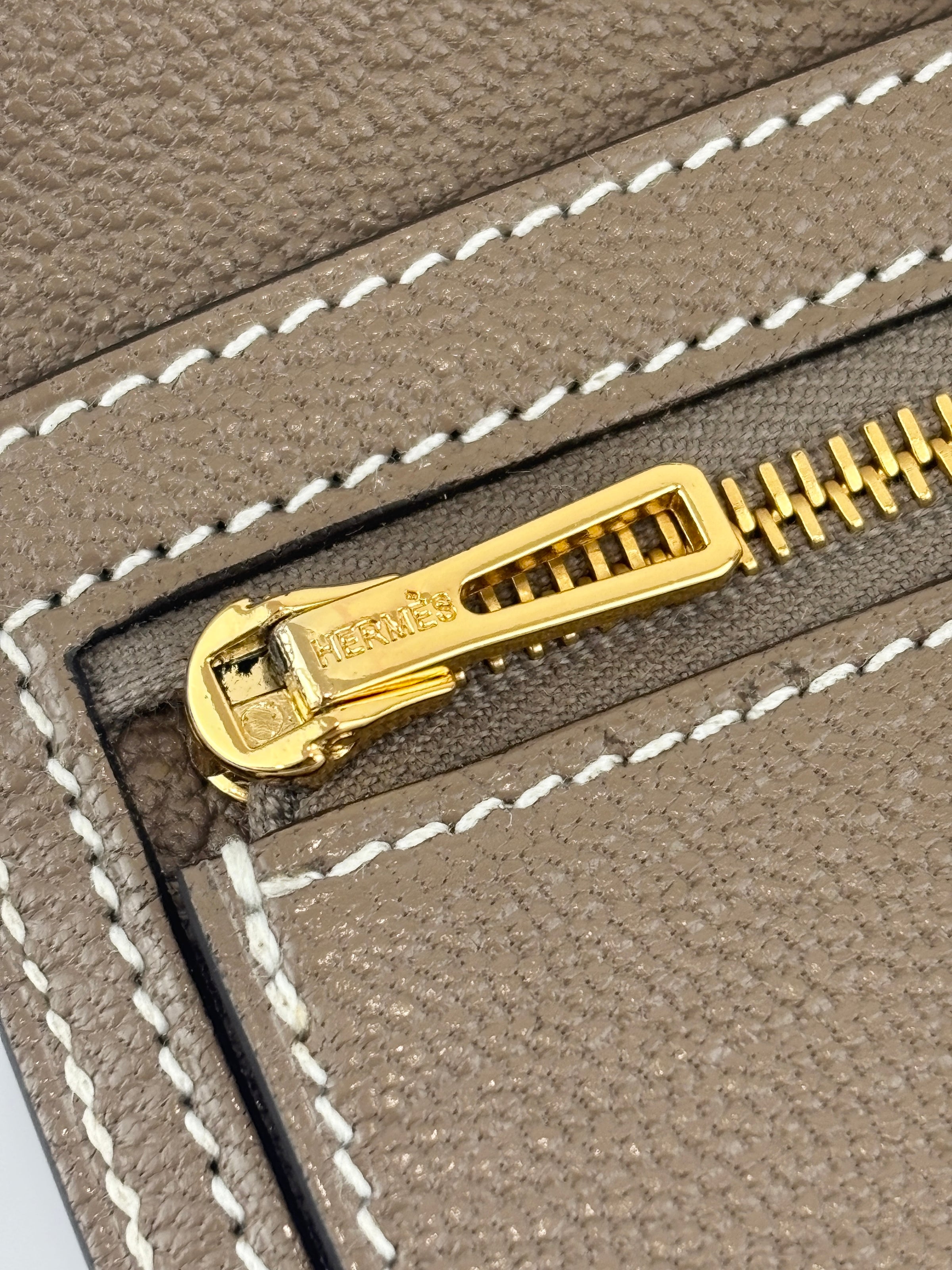 Béarn Soufflet Long Wallet Chèvre Mysore Etoupe GHW