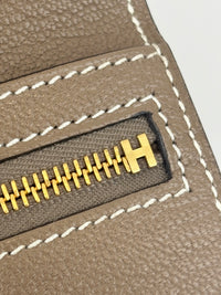 Béarn Soufflet Long Wallet Chèvre Mysore Etoupe GHW