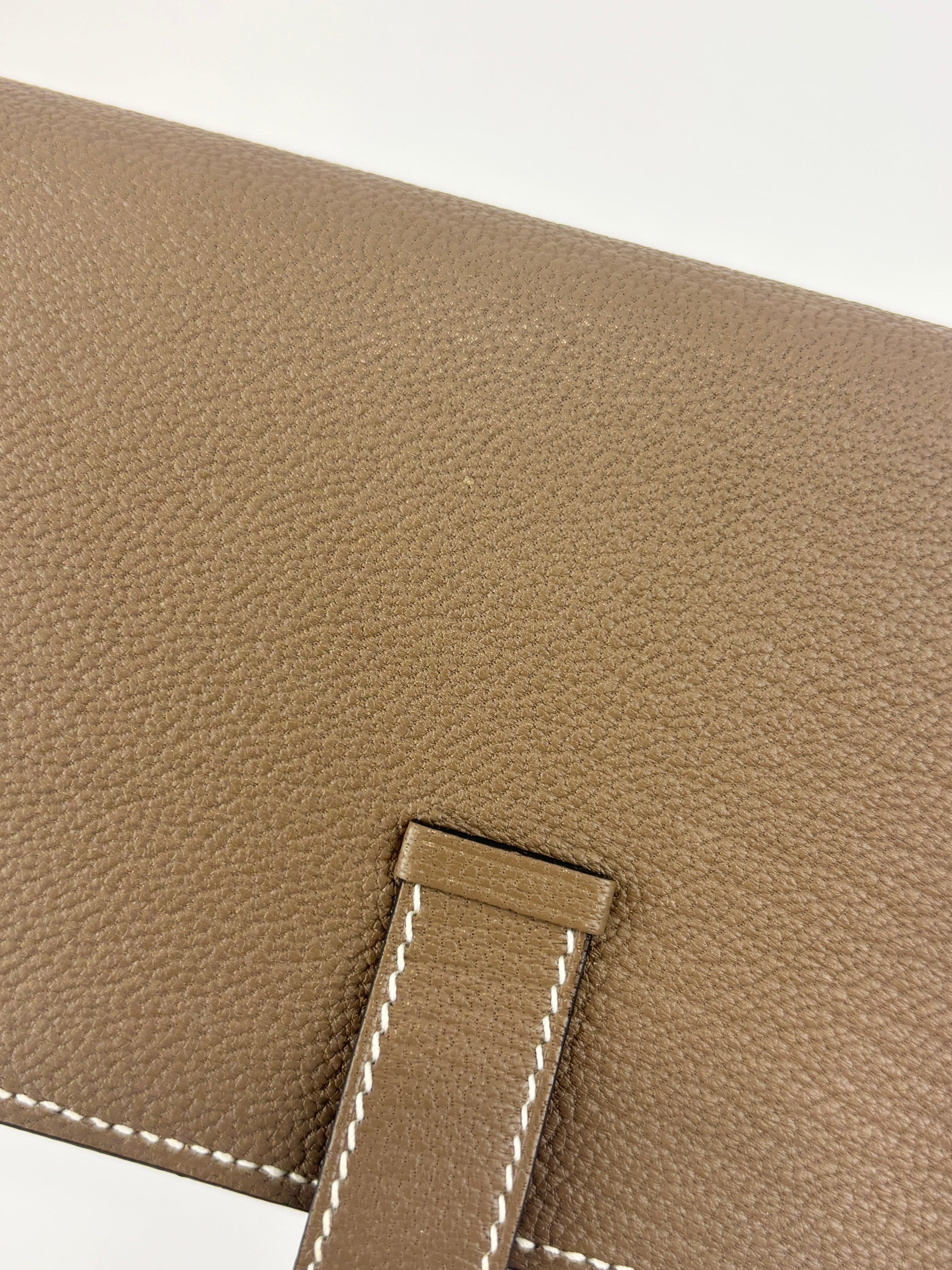 Béarn Soufflet Long Wallet Chèvre Mysore Etoupe GHW