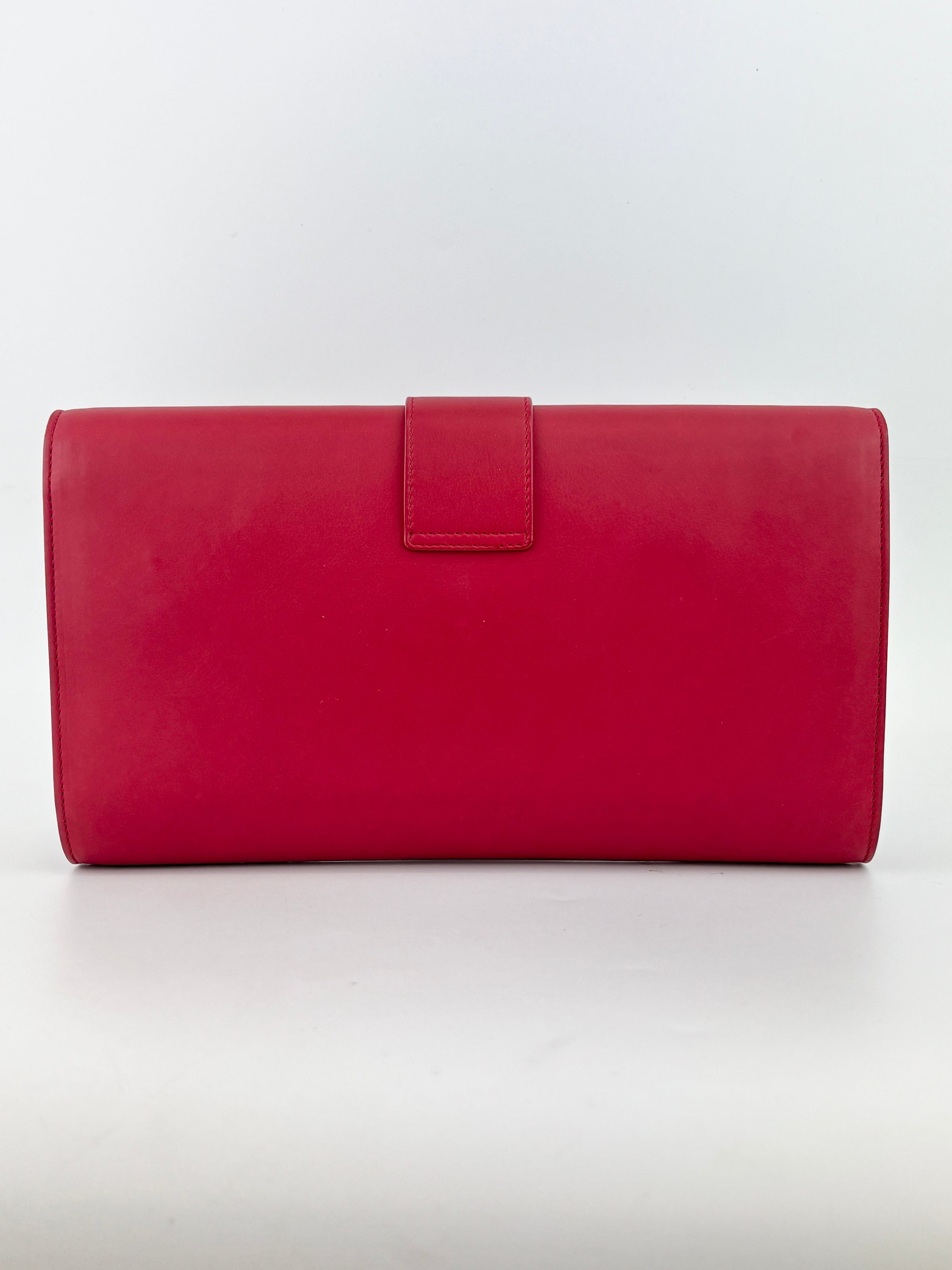 Saint Laurent Y-Ligne Clutch in Red Calfskin