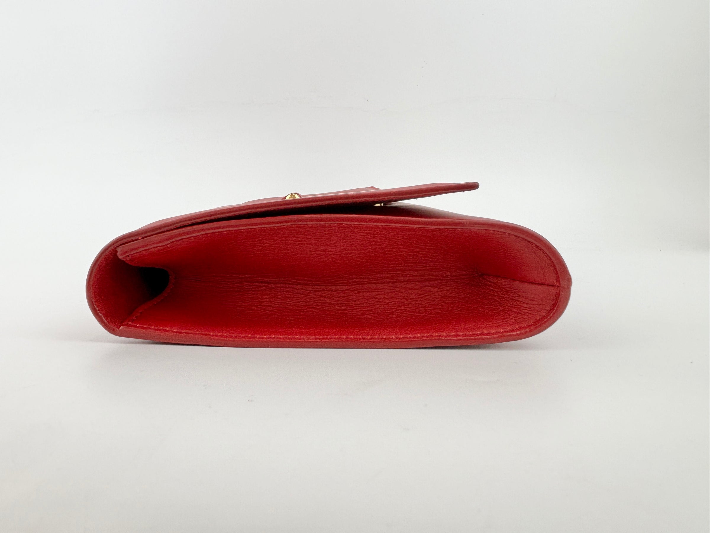 Saint Laurent Y-Ligne Clutch in Red Calfskin