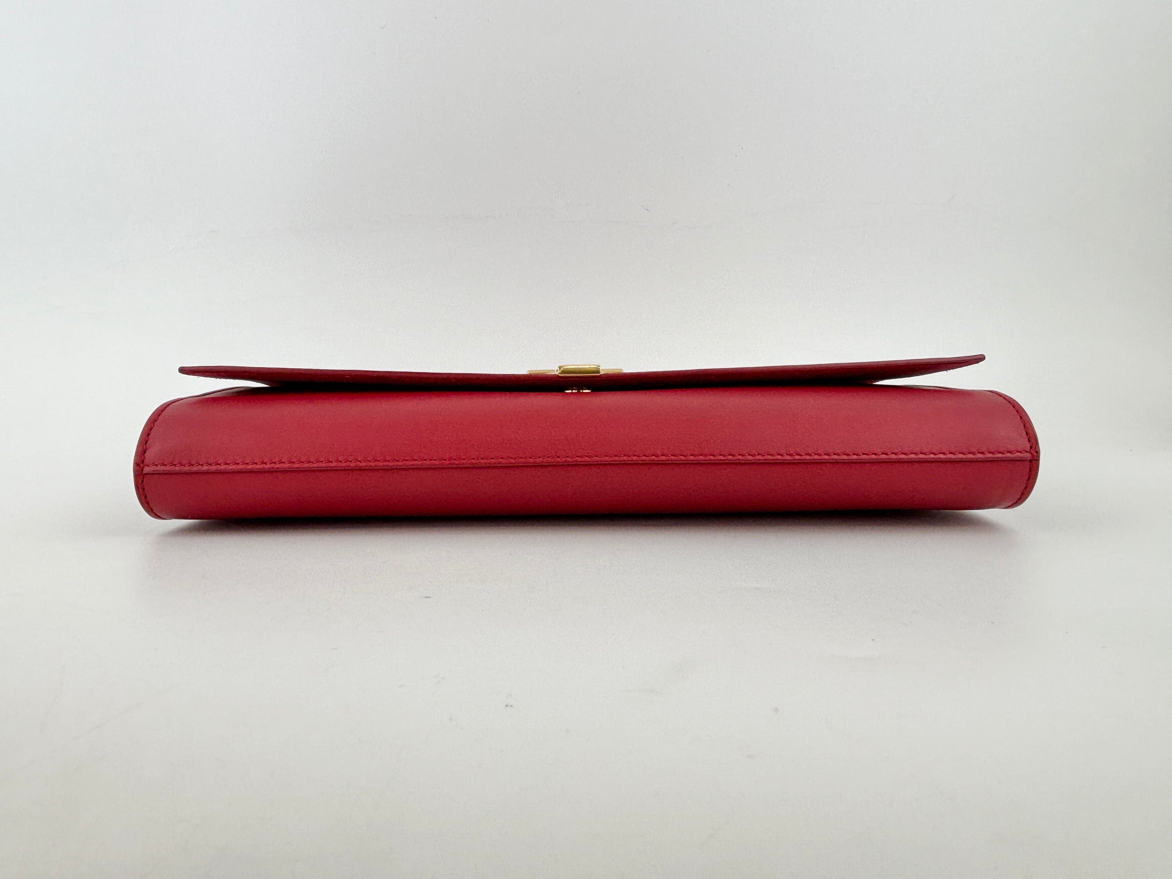 Saint Laurent Y-Ligne Clutch in Red Calfskin