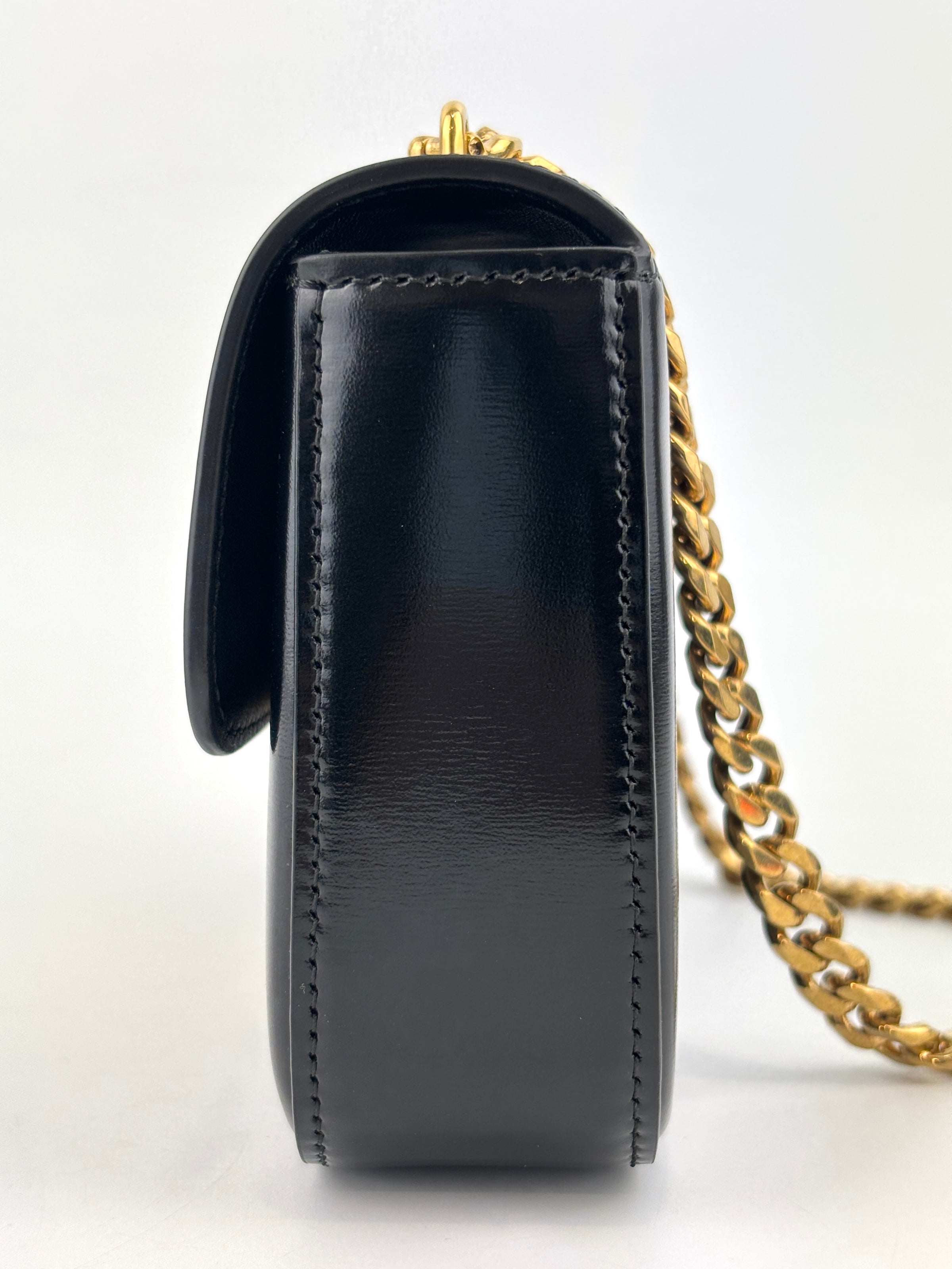Chain Shoulder Bag Claude In Shiny Calfskin Black
