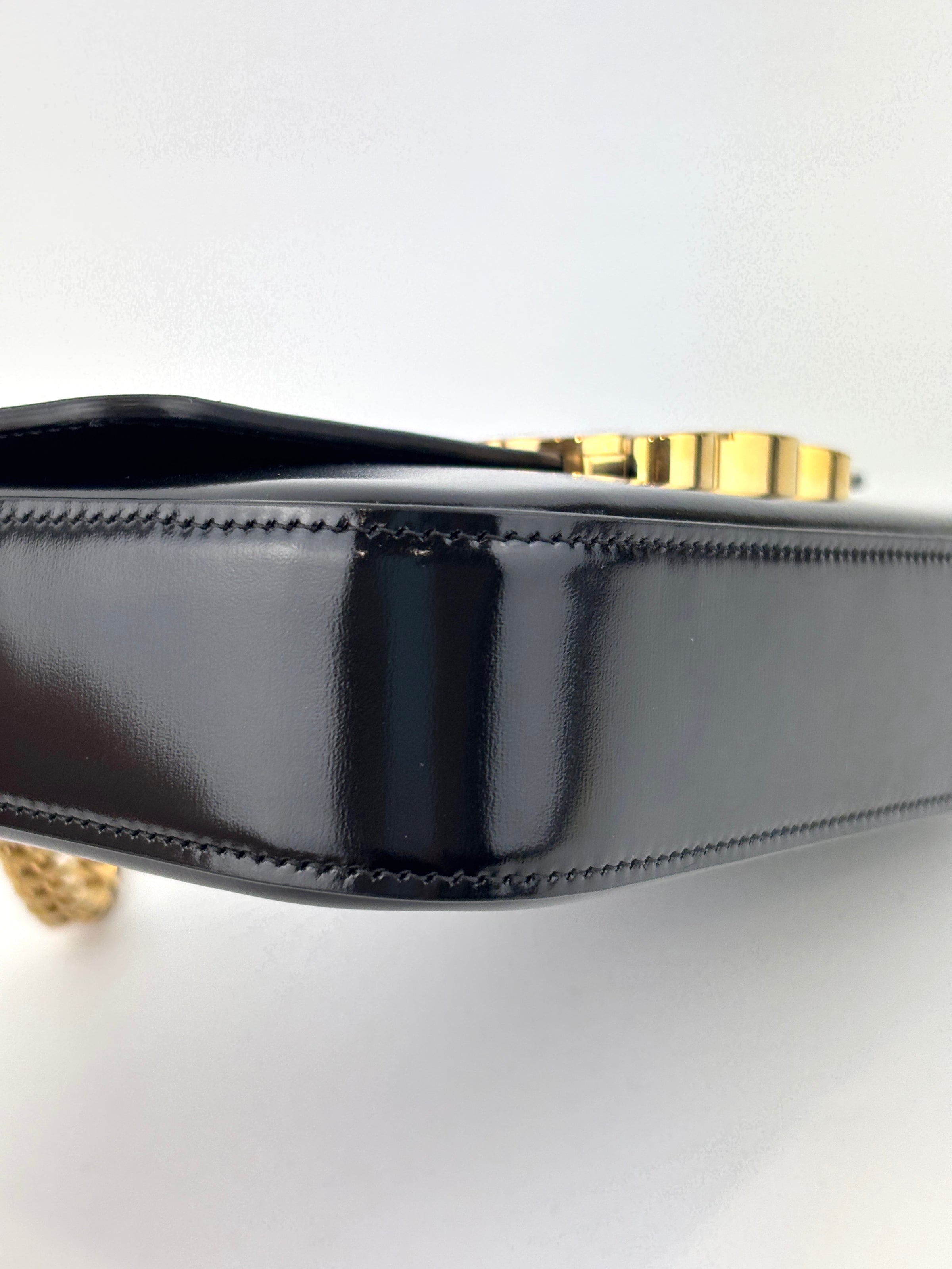 Chain Shoulder Bag Claude In Shiny Calfskin Black