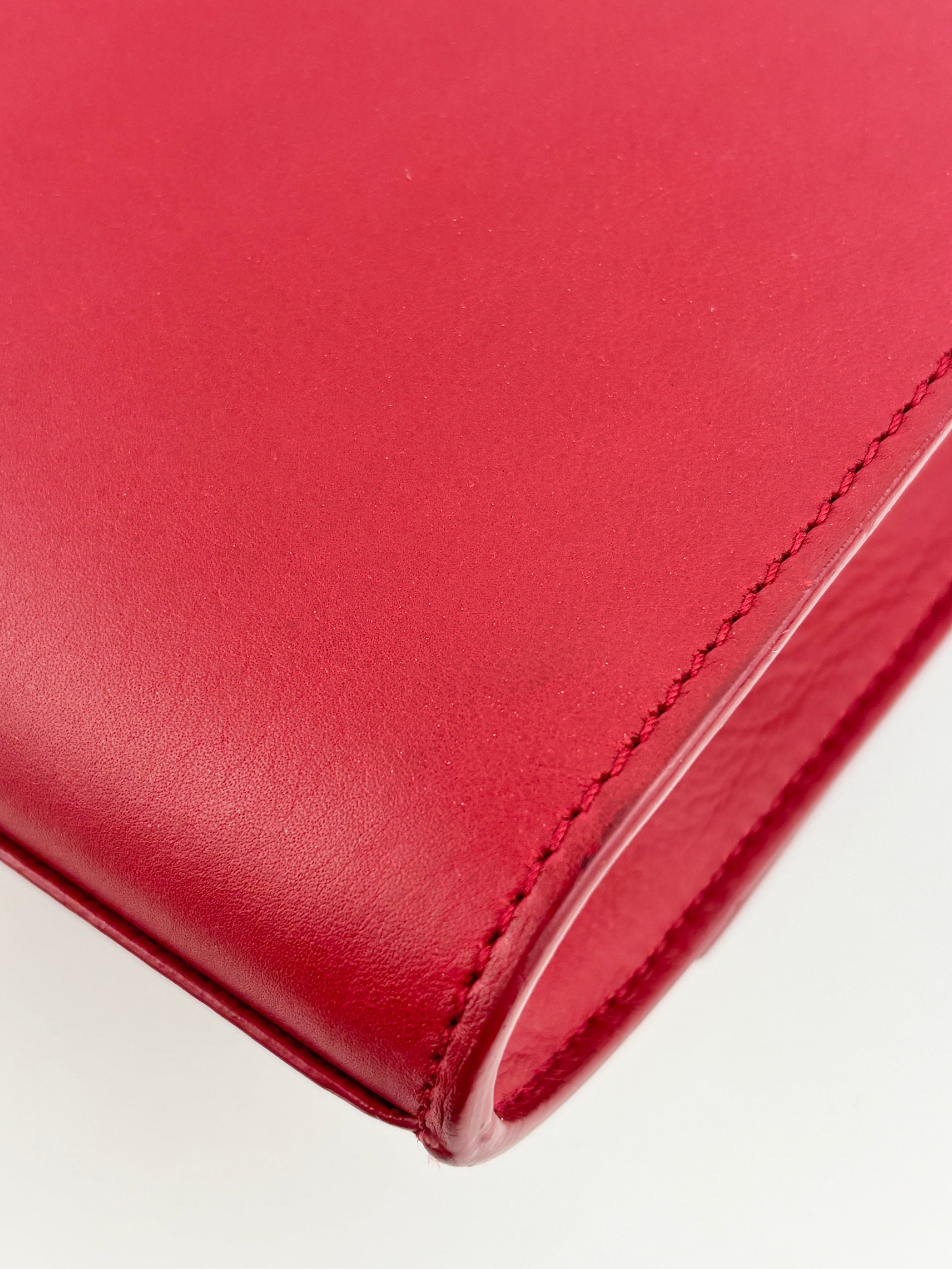 Saint Laurent Y-Ligne Clutch in Red Calfskin