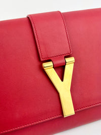 Saint Laurent Y-Ligne Clutch in Red Calfskin