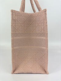 Medium Book Tote Pink Cannage Embroidered