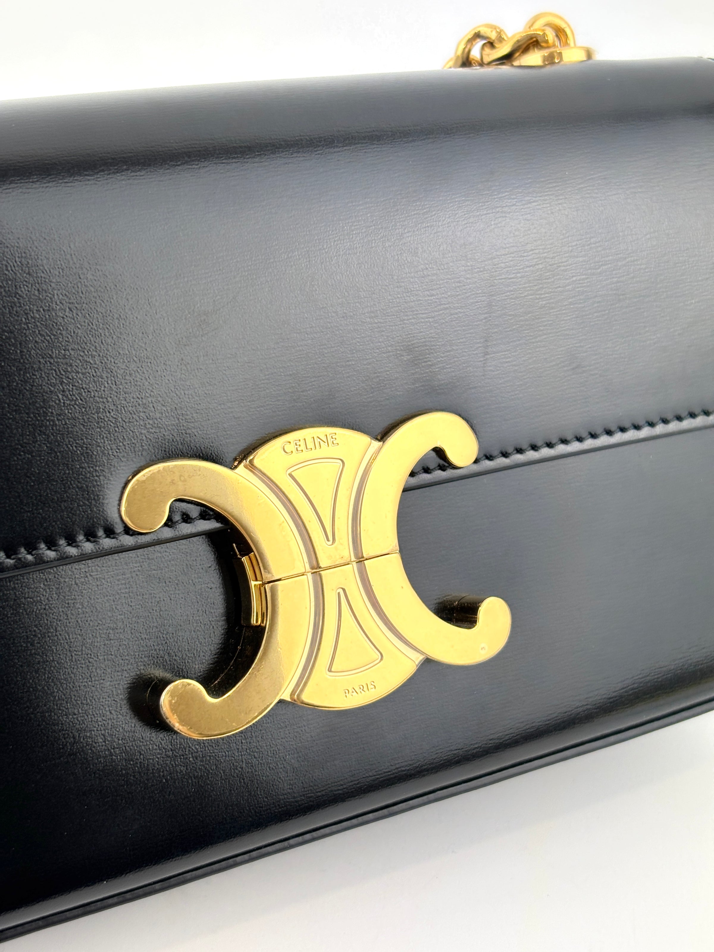 Chain Shoulder Bag Claude In Shiny Calfskin Black