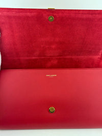 Saint Laurent Y-Ligne Clutch in Red Calfskin