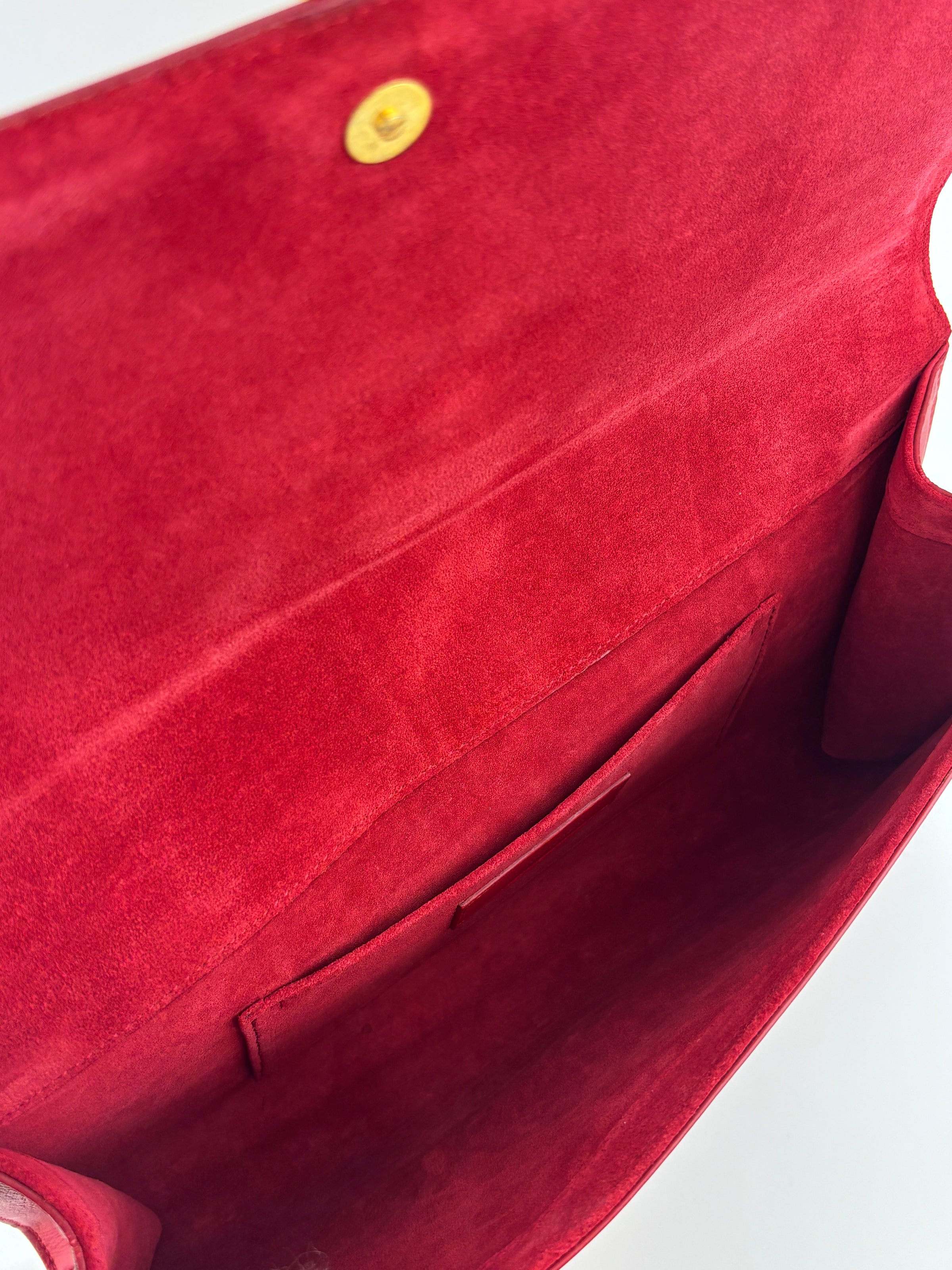 Saint Laurent Y-Ligne Clutch in Red Calfskin