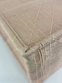 Medium Book Tote Pink Cannage Embroidered