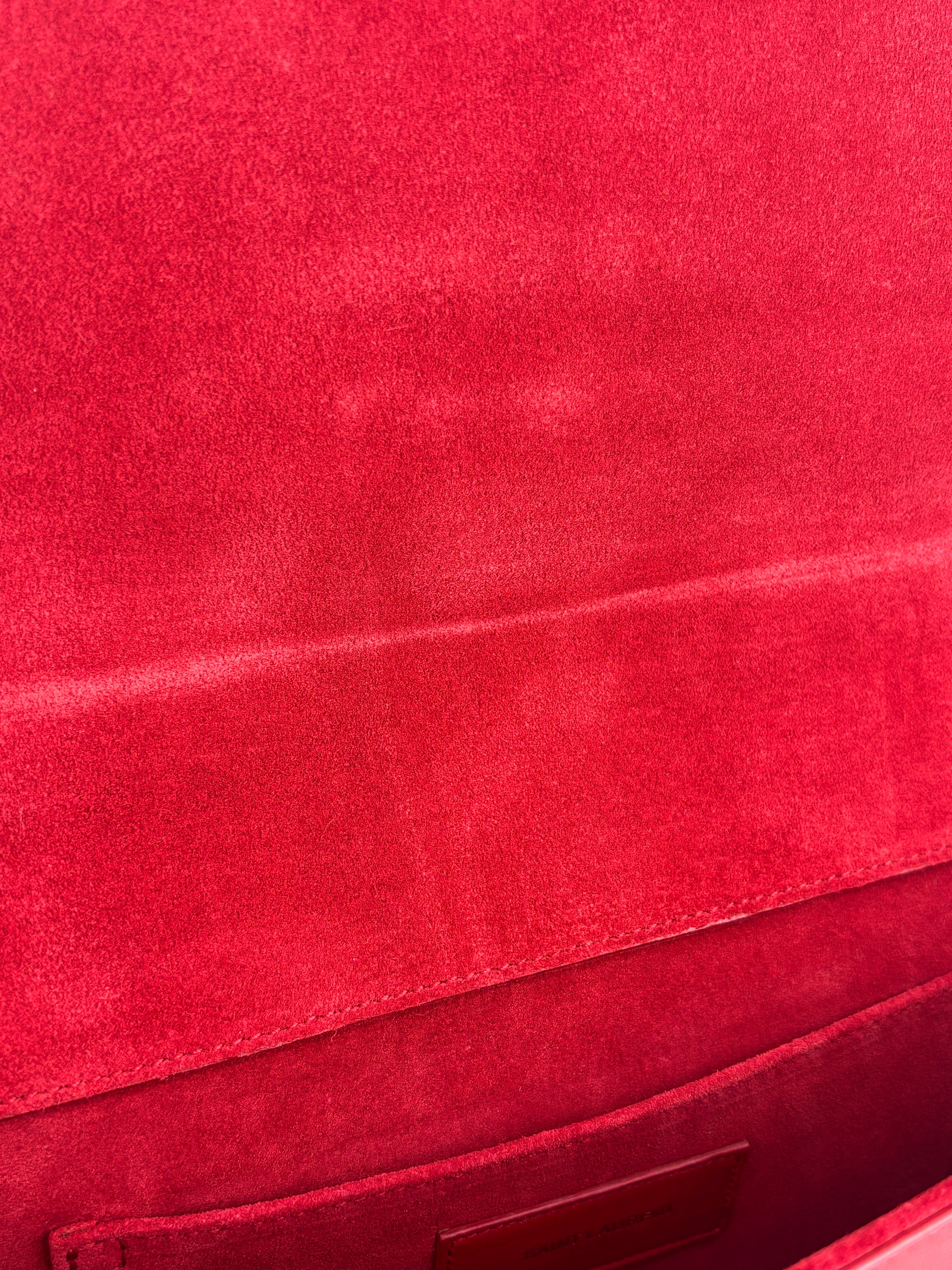 Saint Laurent Y-Ligne Clutch in Red Calfskin