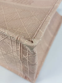 Medium Book Tote Pink Cannage Embroidered
