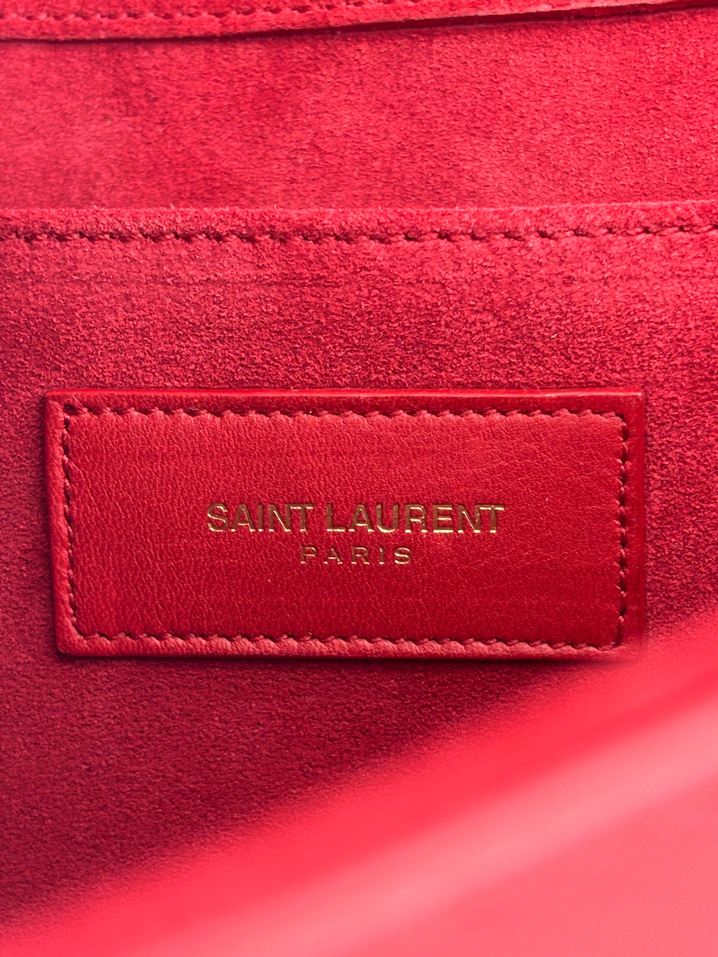 Saint Laurent Y-Ligne Clutch in Red Calfskin