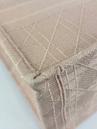 Medium Book Tote Pink Cannage Embroidered